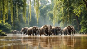 African Forest Elephant in River
