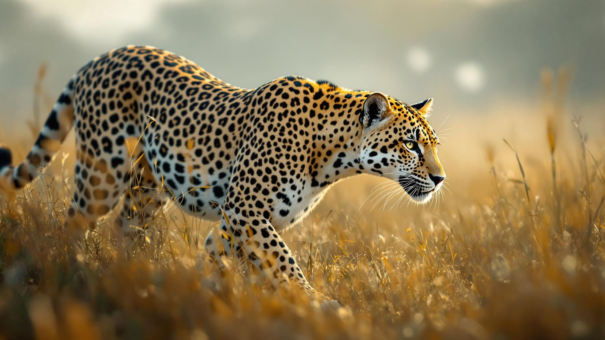 African Leopard hunting