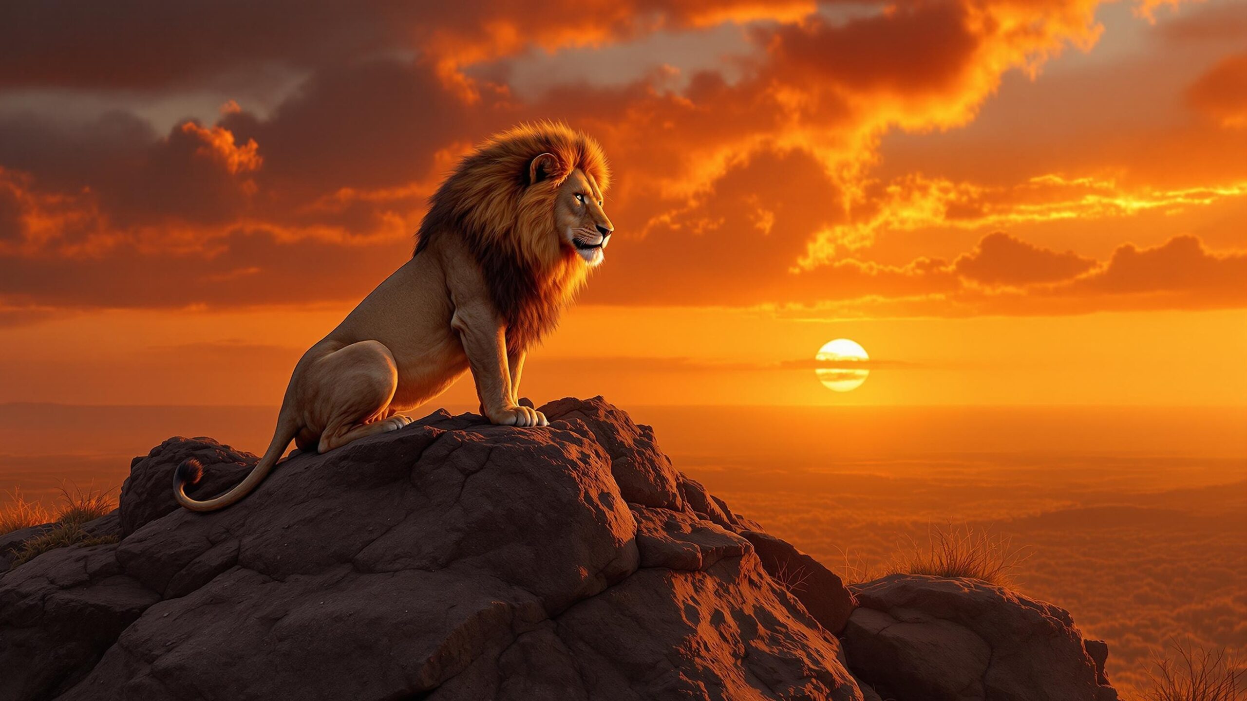 African Lion in Sunset