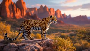 American jaguar on rock