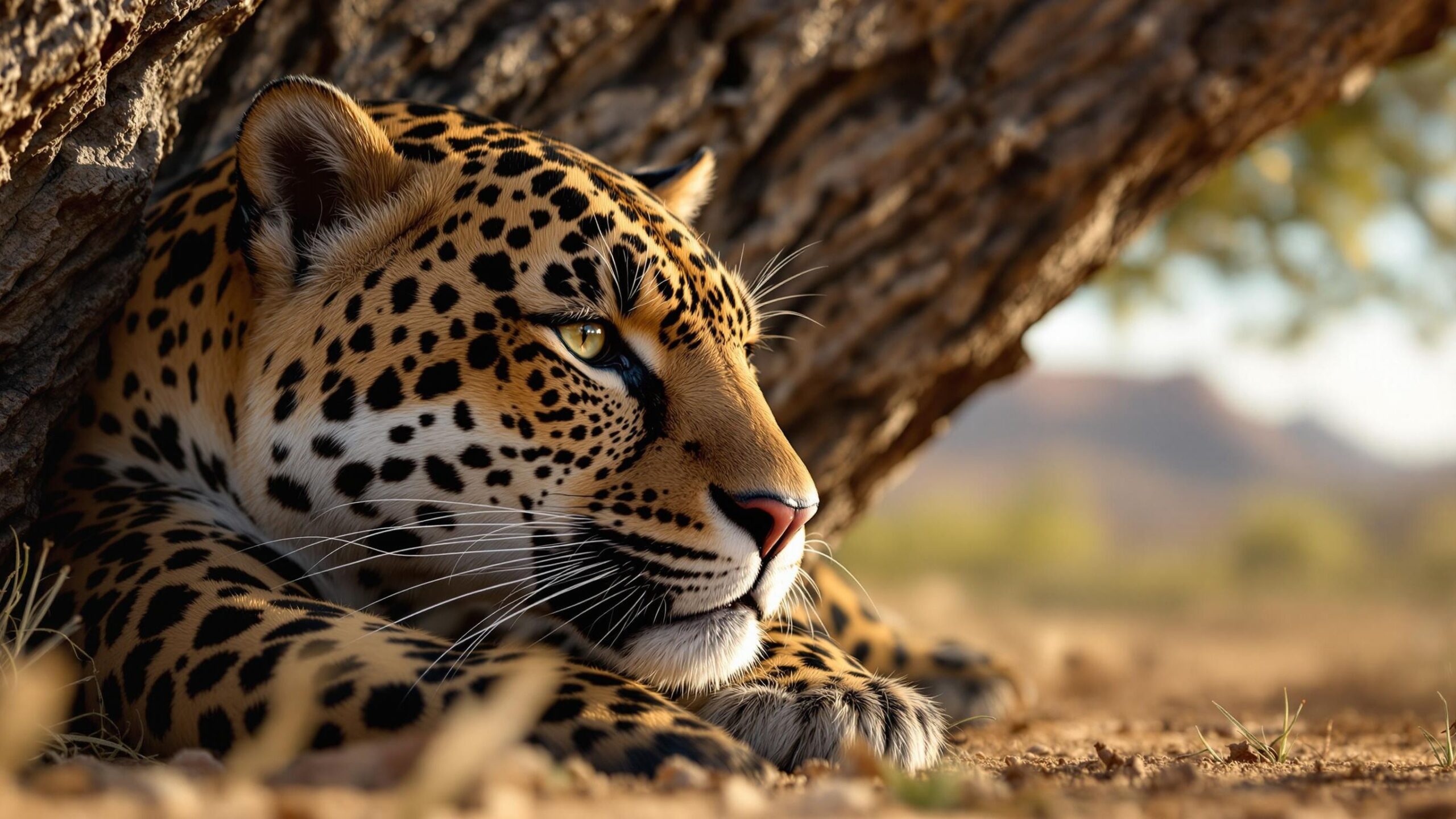 American jaguar under rock