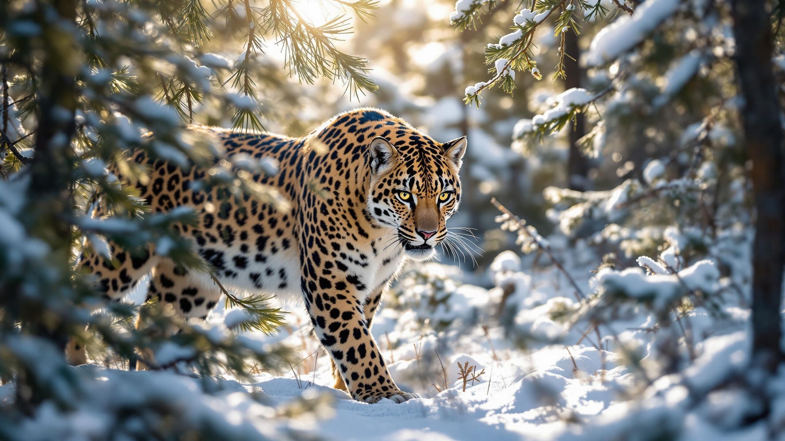 Amur Leopard in forest
