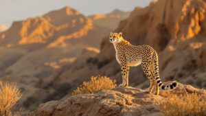 Asiatic Cheetah on mountain