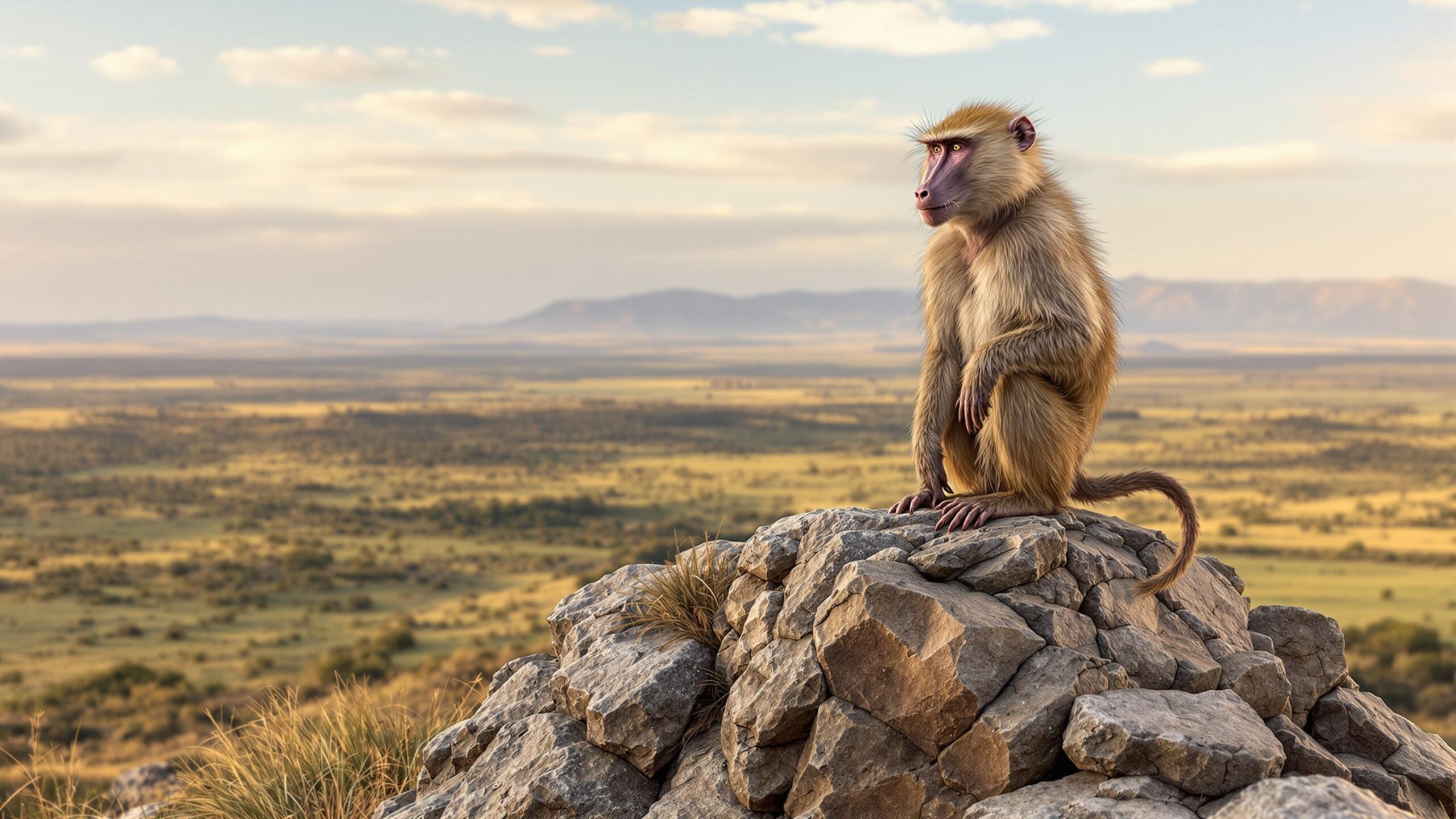 Baboon on the rocks