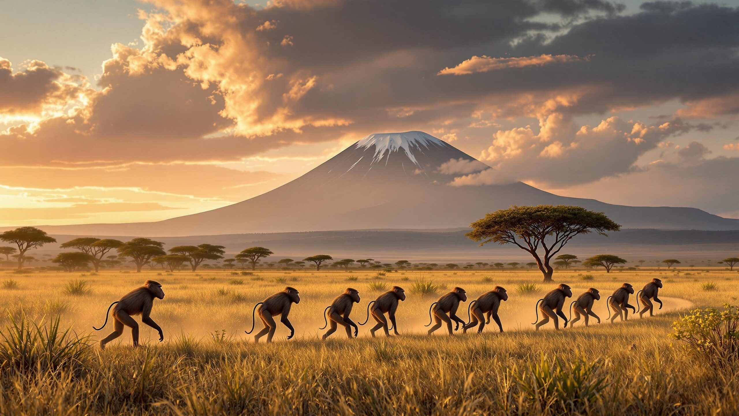 Baboons in group