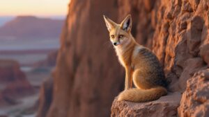 Blanfords fox on cliff