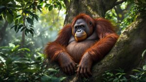 Bornean Orangutan in trees
