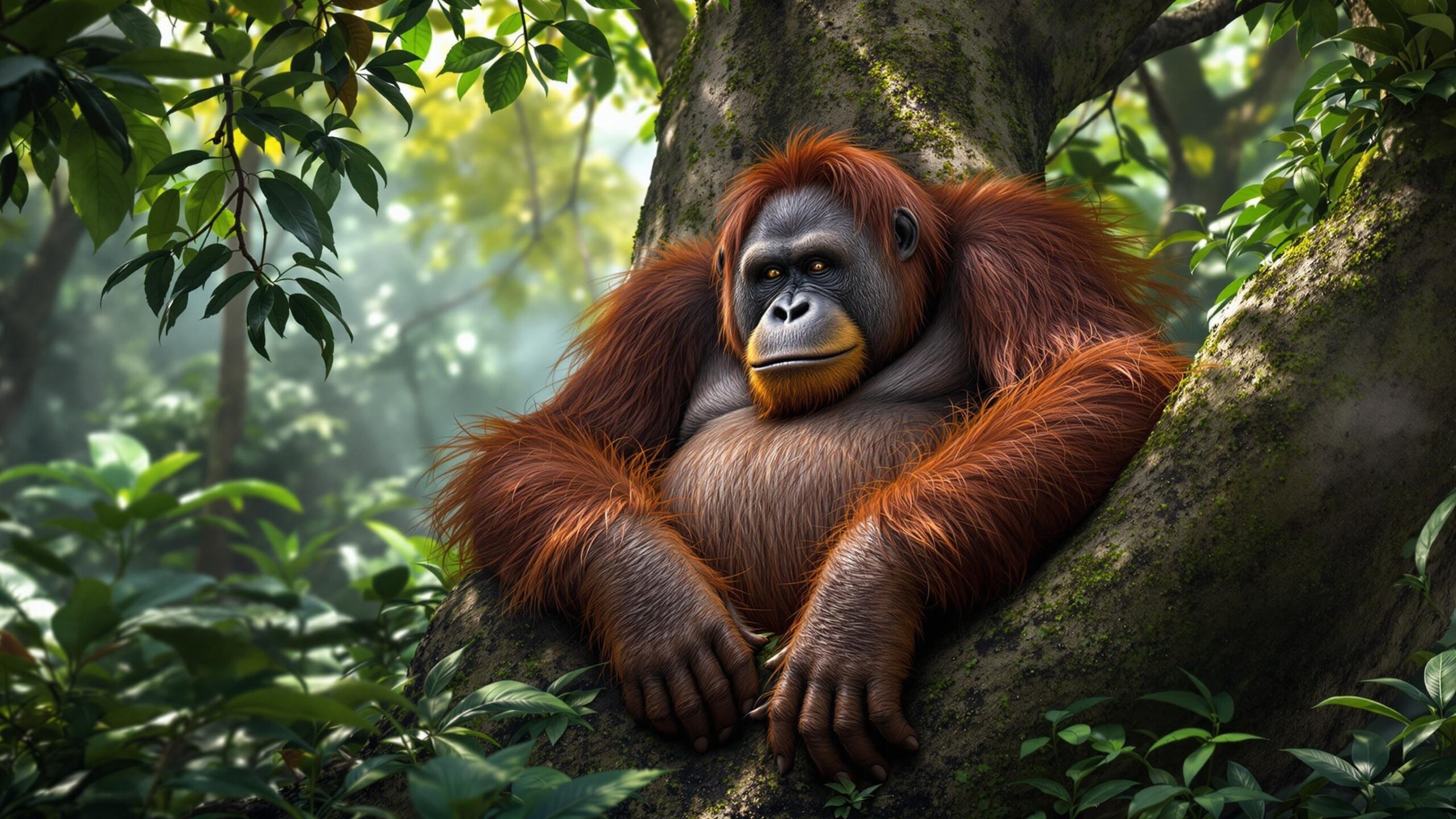 Bornean Orangutan in trees