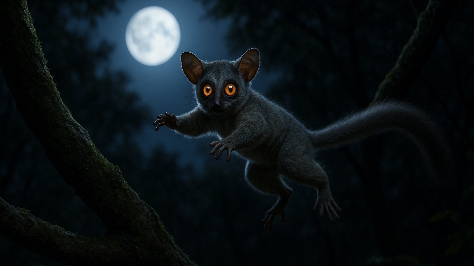 Bush Baby mid-air