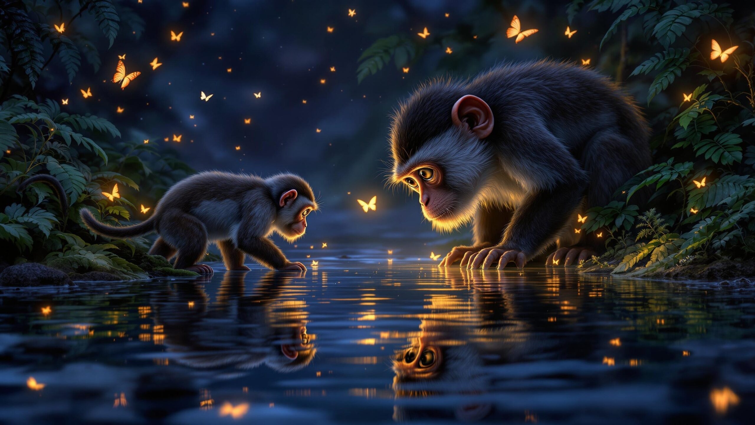Capuchin at a river