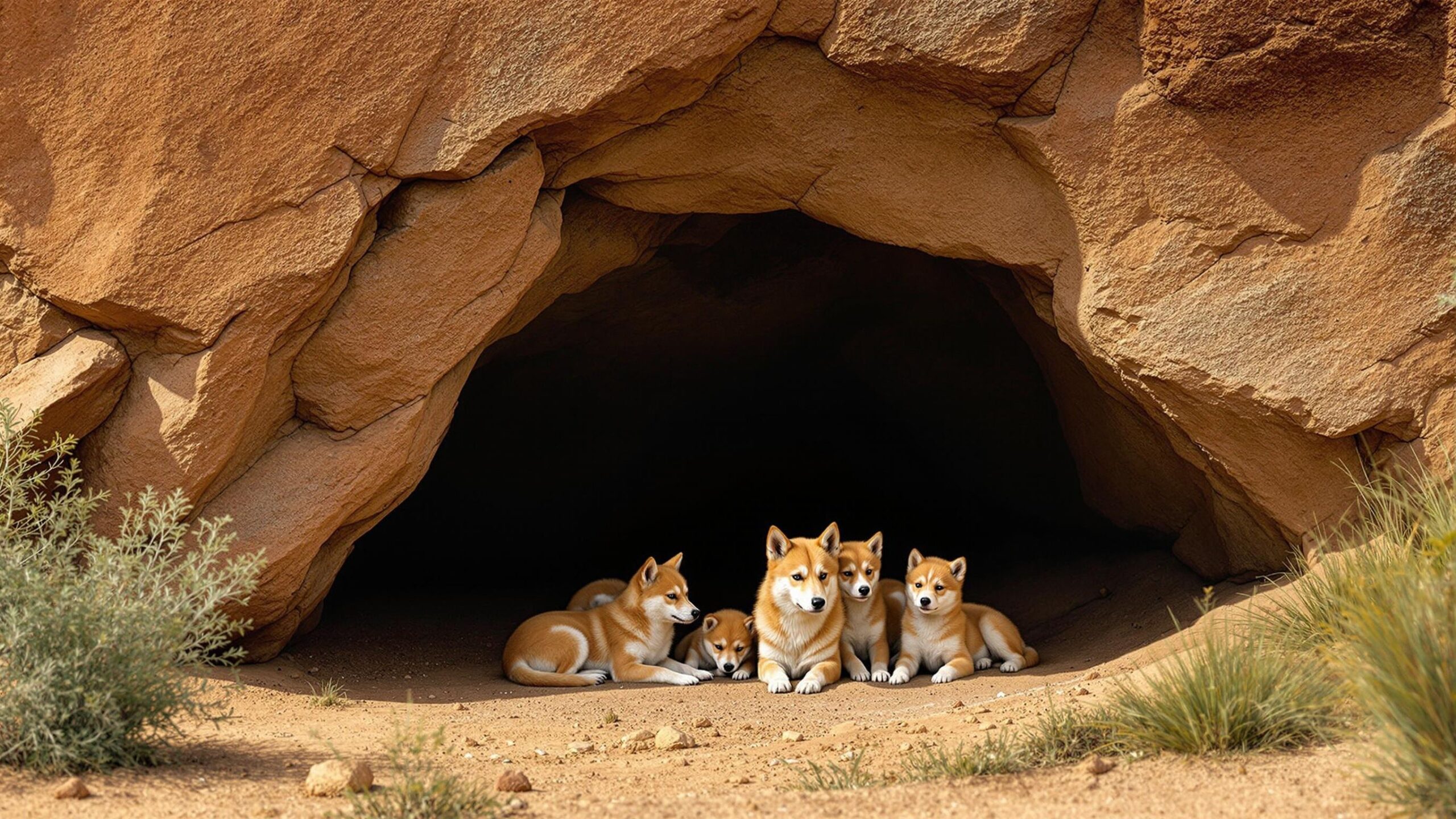 Dingo with cubs
