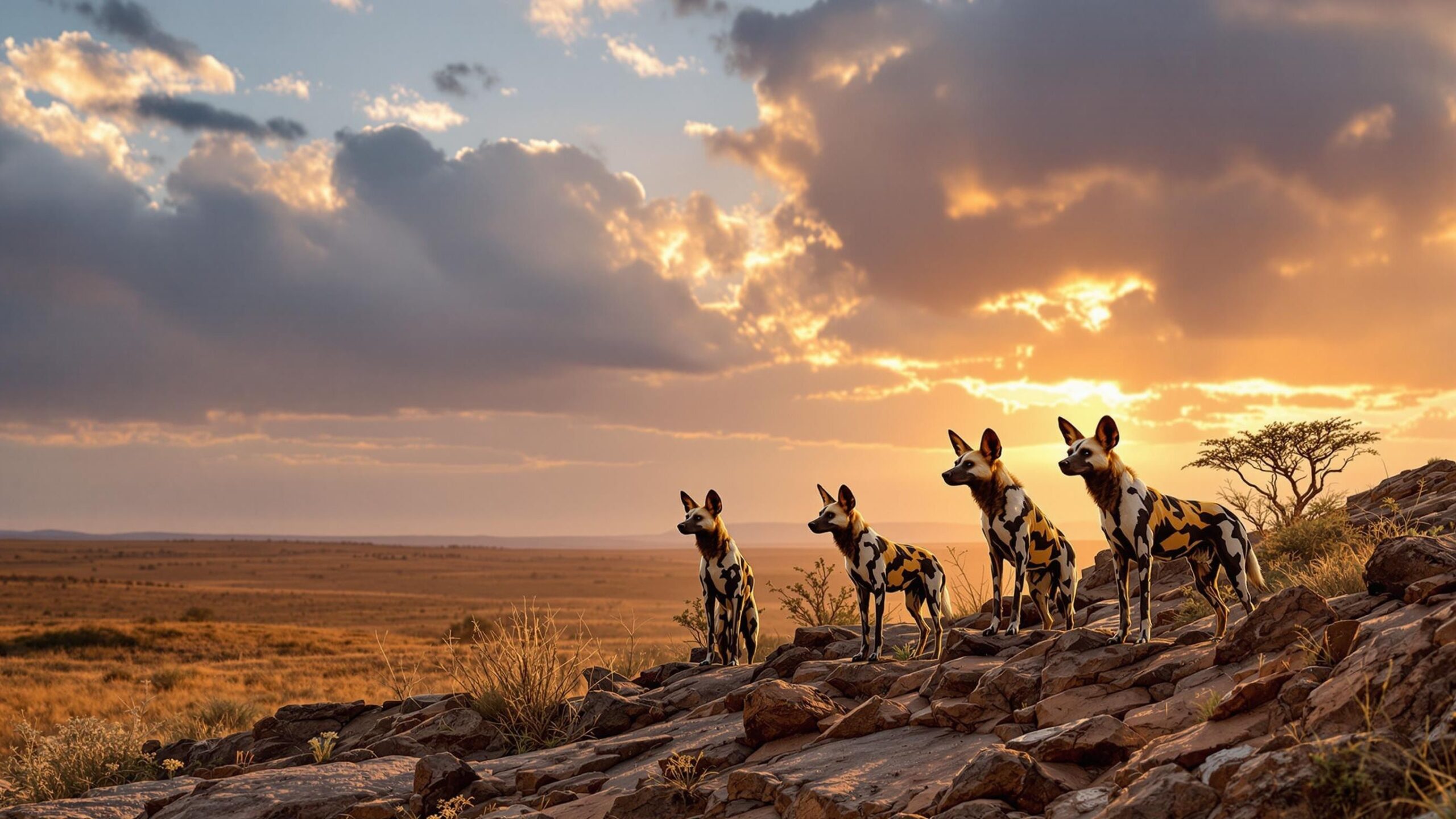 East african Painted Dogs in group