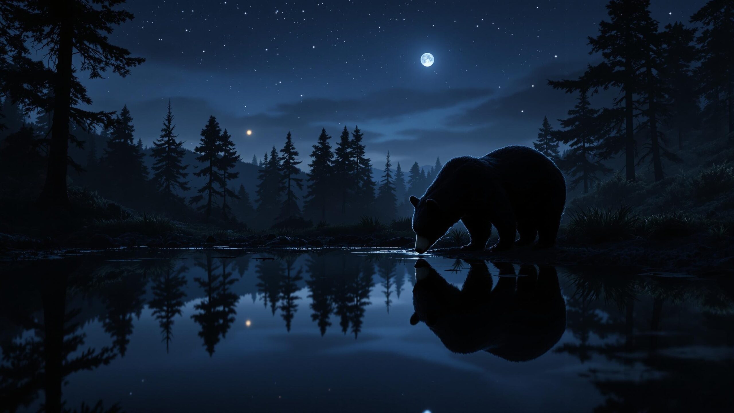 Eastern Black Bear at night