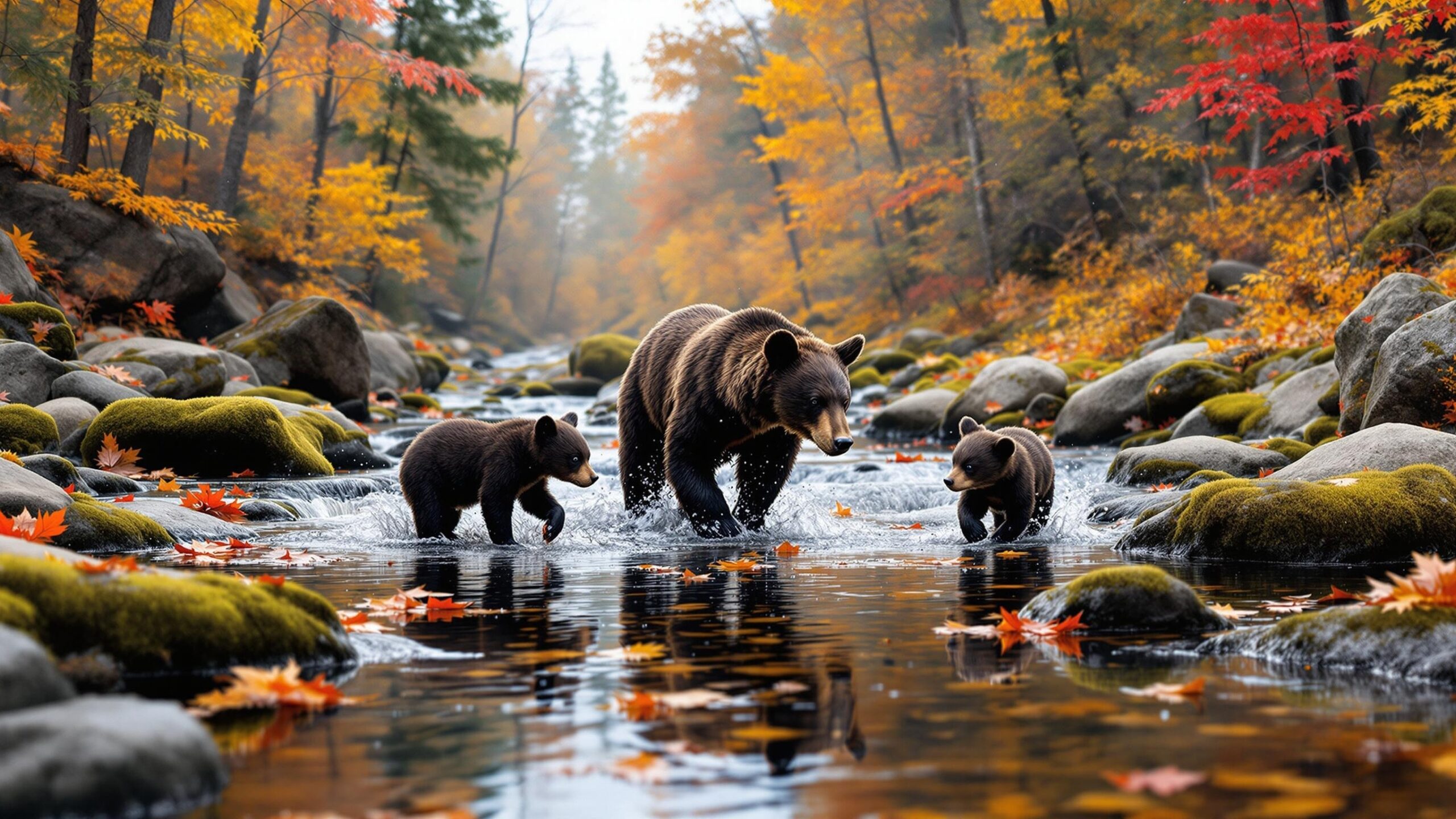 Eastern Black Bear with Cubs