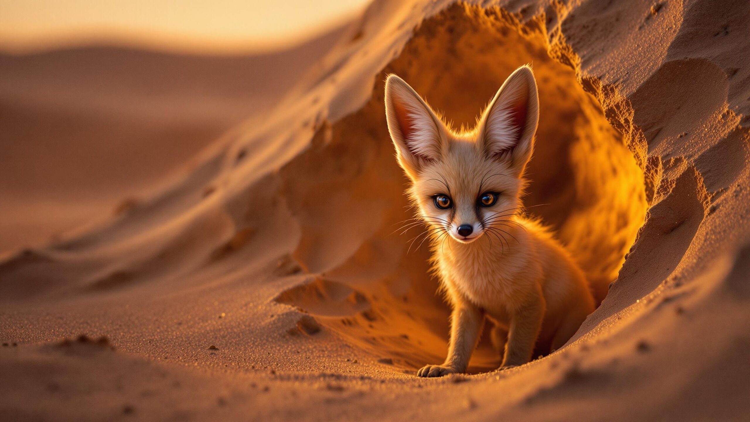 Fennec Fox in hole