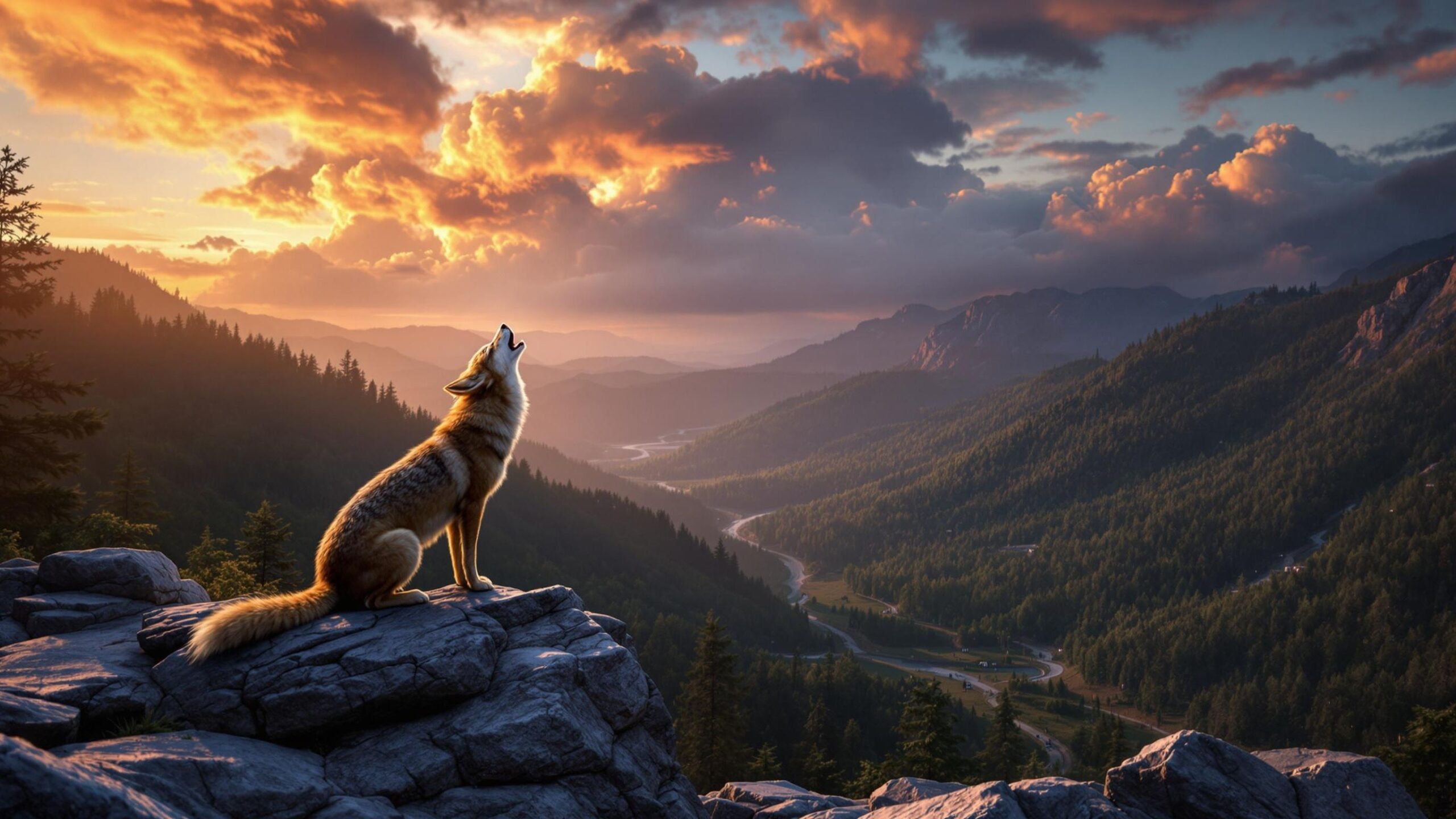 Golden Jackal in mountains