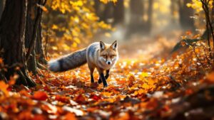 Gray fox in the fall