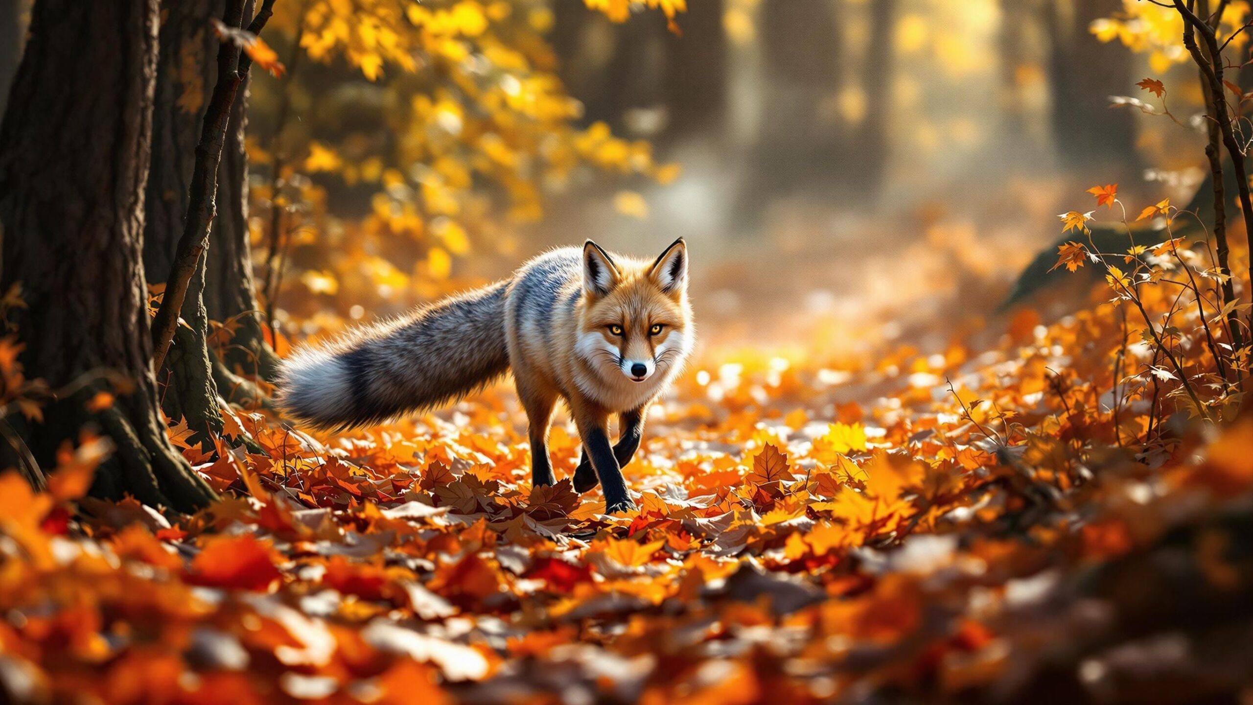 Gray fox in the fall