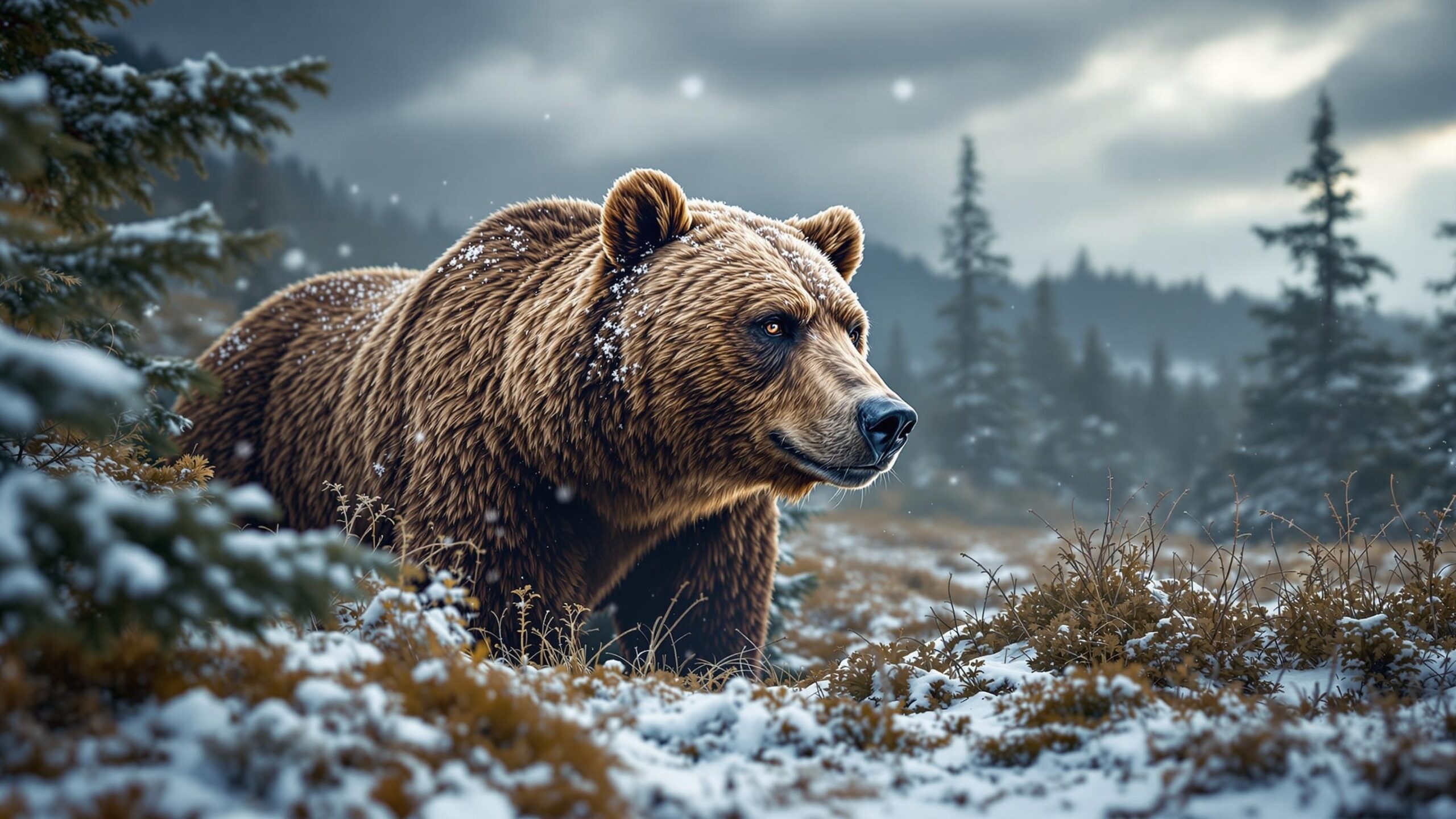 Grizzly Bear in Snow
