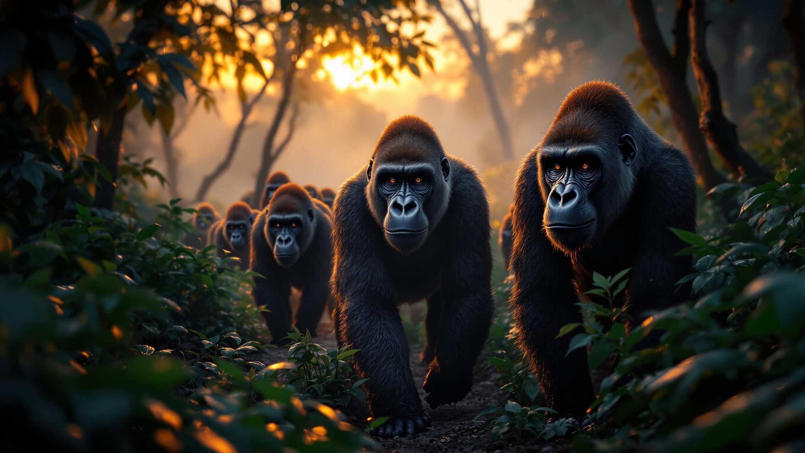 Group of eastern gorillas
