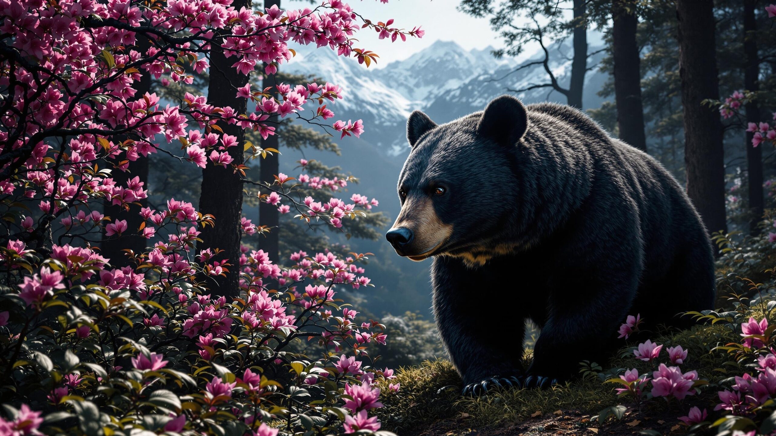 Himalayan Black Bear in forest