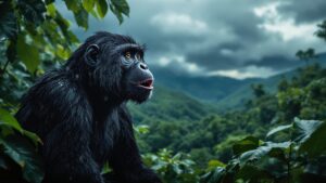 Howler monkey in a storm