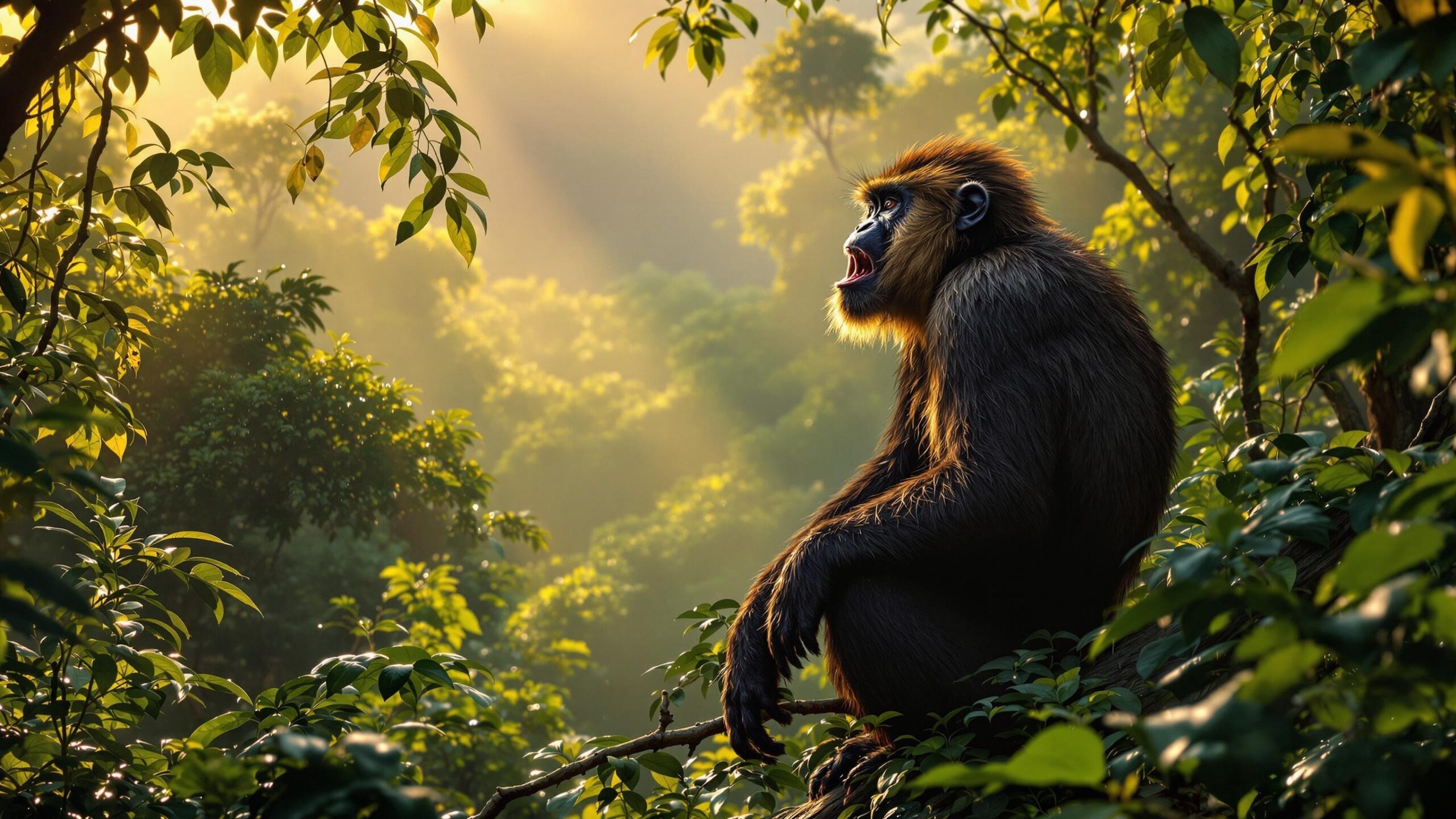 Howler monkey in the leaves