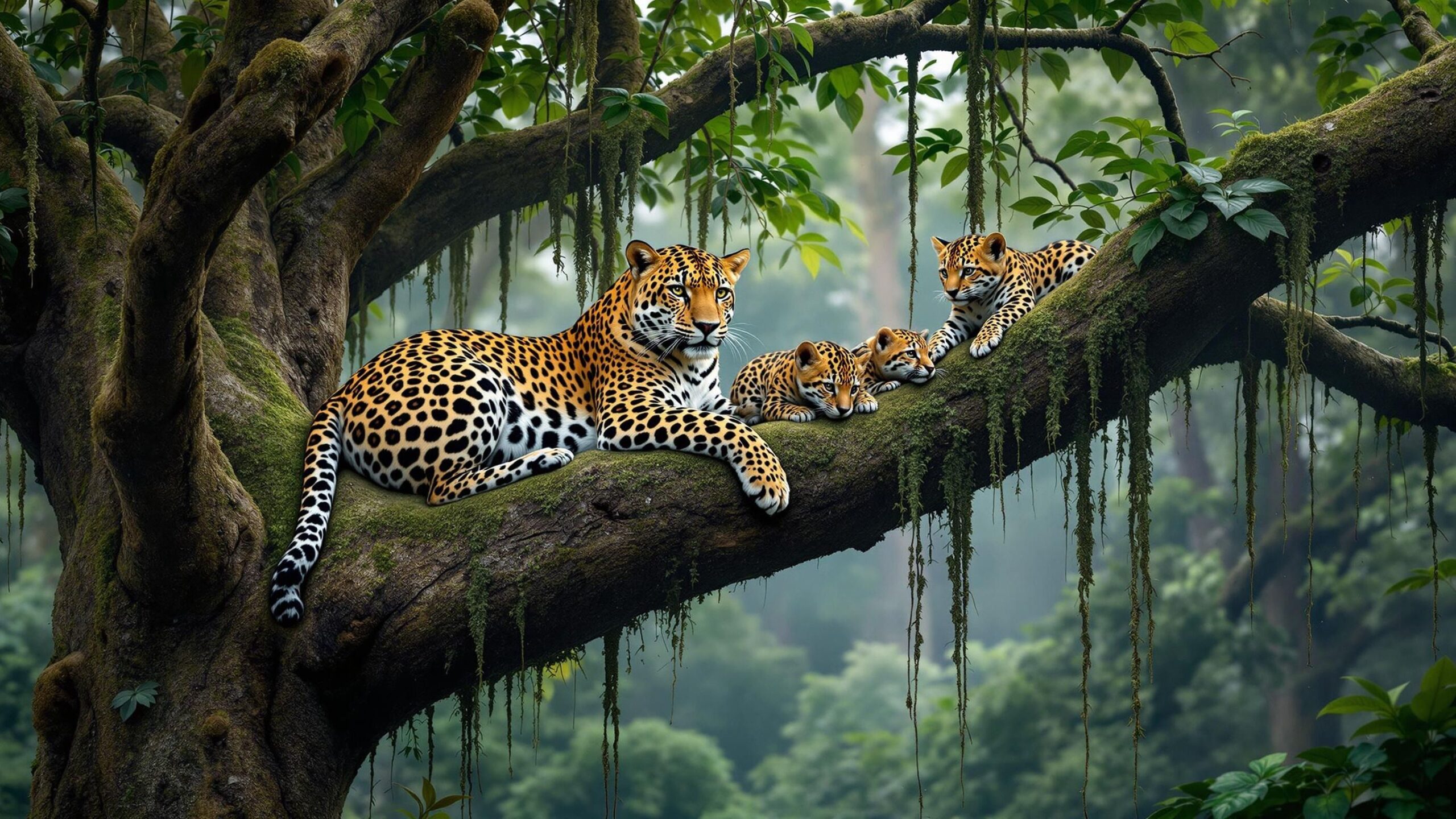 Indian Leopard with Cubs 