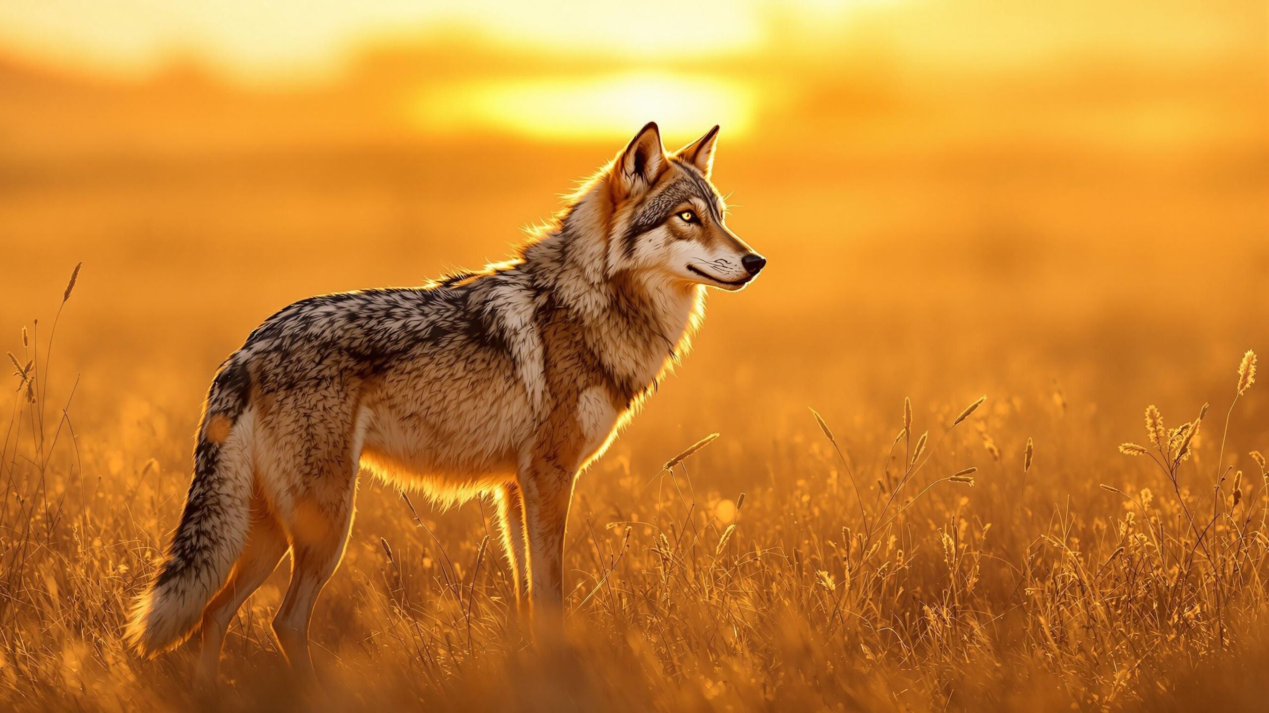 Indian wolf in Sun