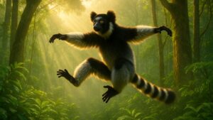 Indri in the air