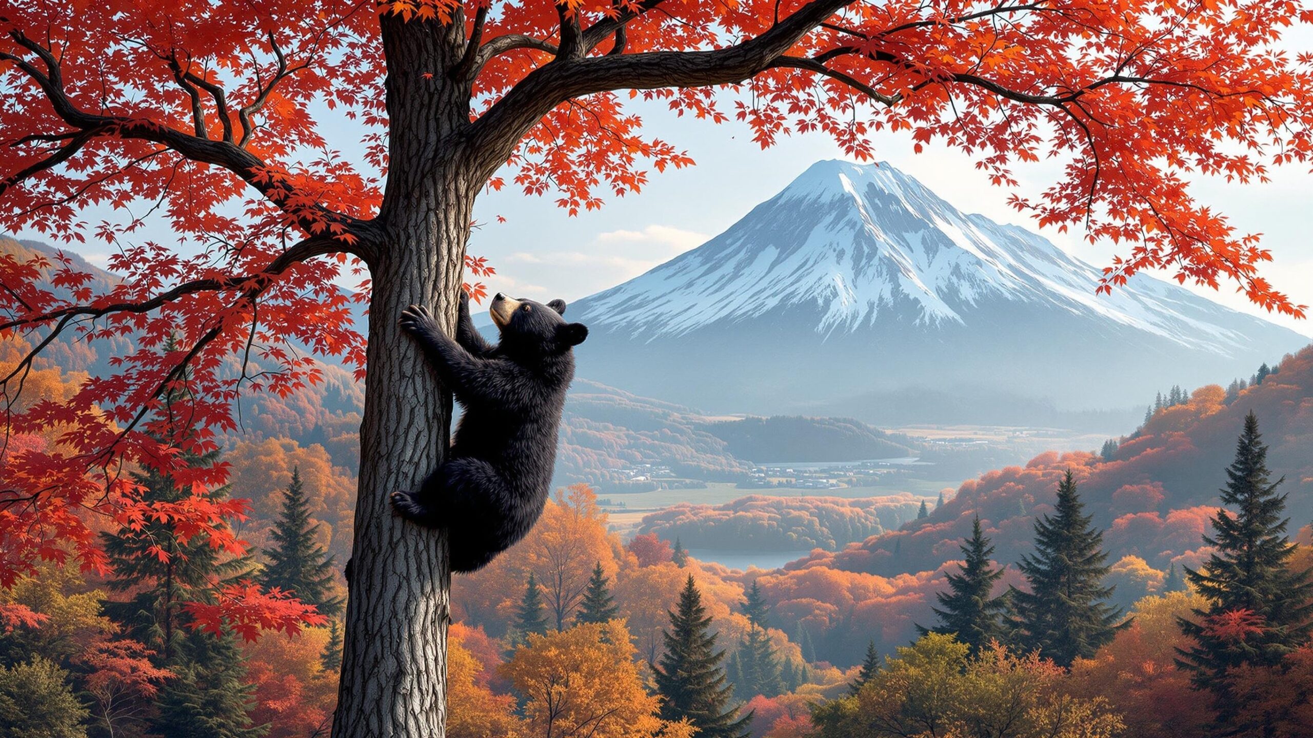 Japanese Black Bear in tree