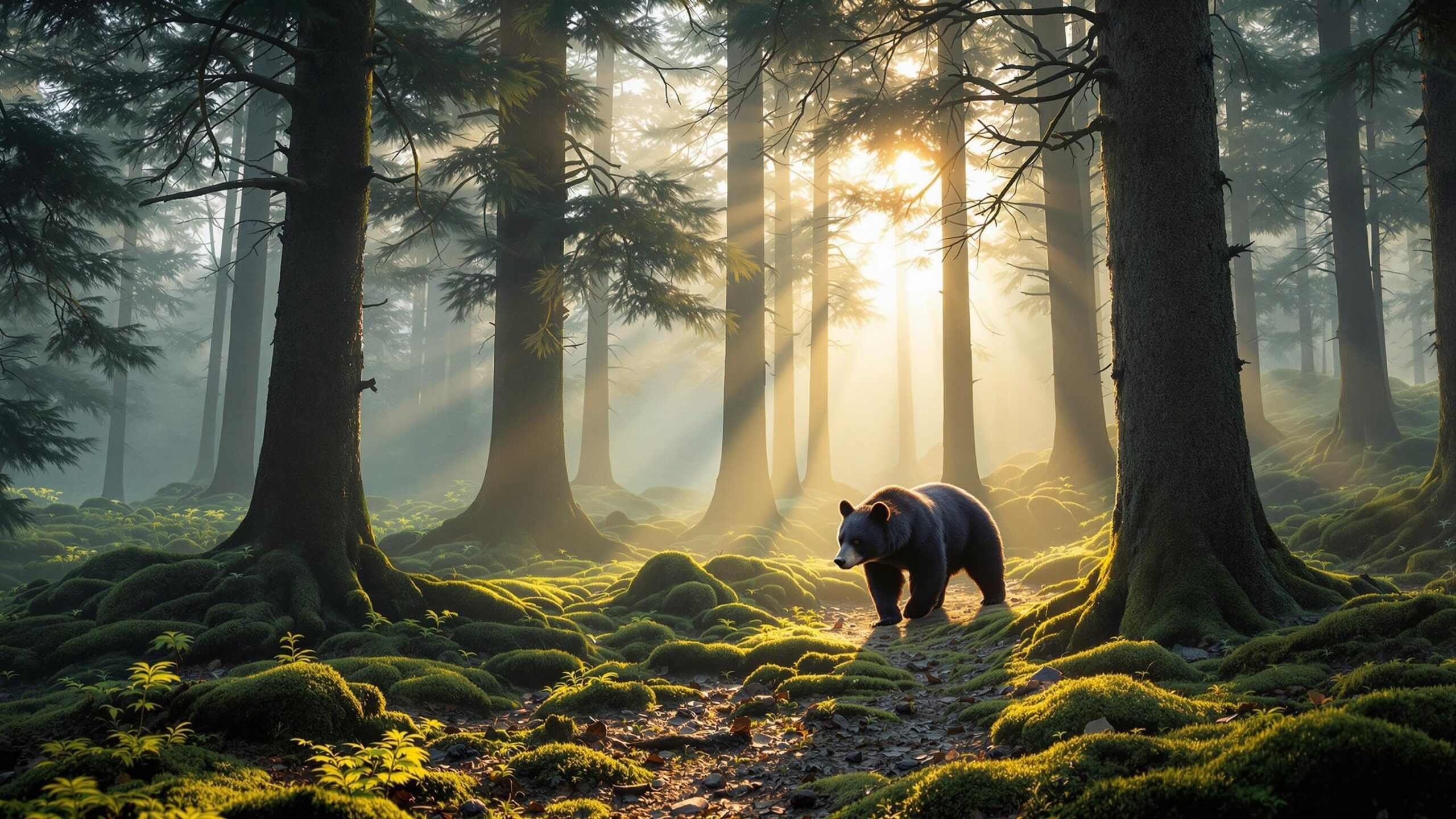 Japanese black Bear in forest