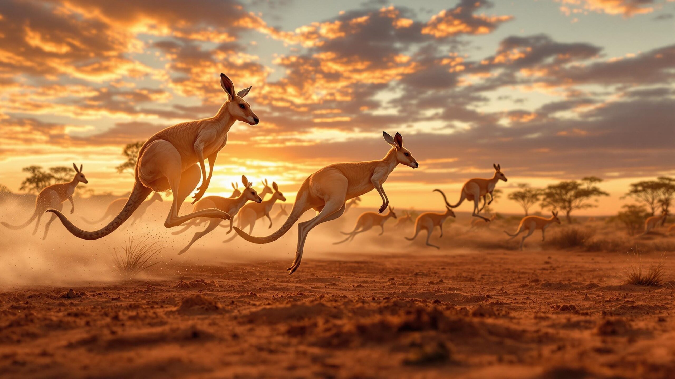 Kangaroos Running
