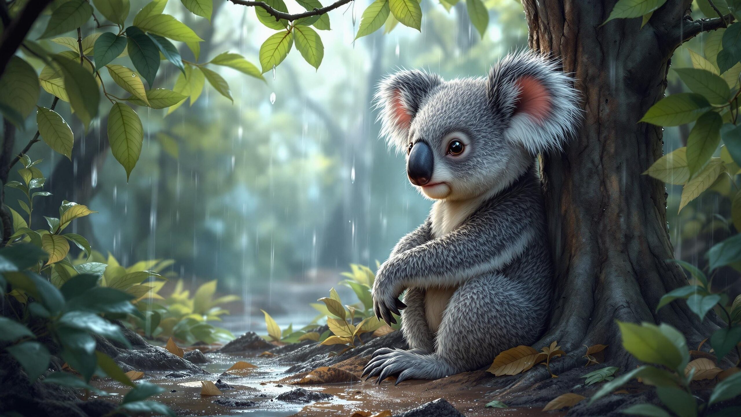 Koala in the Rain