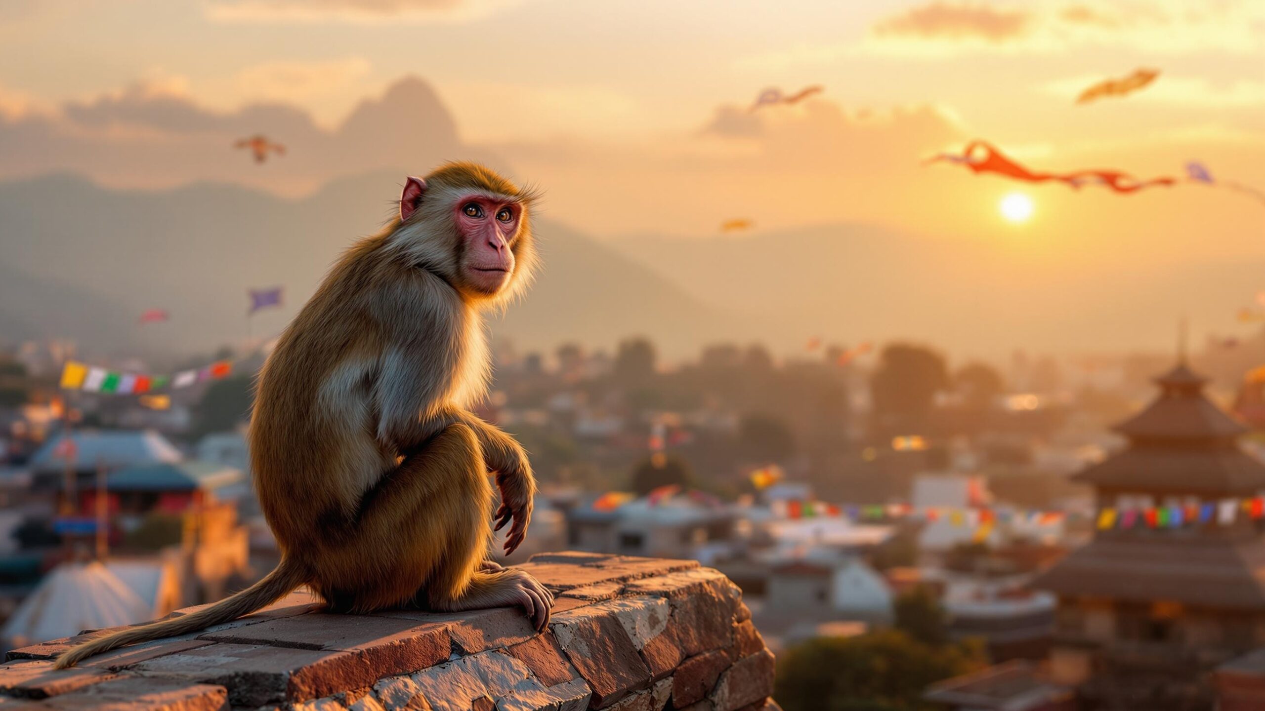 Macaque on roof