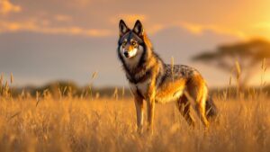 Maned wolf in grasslands