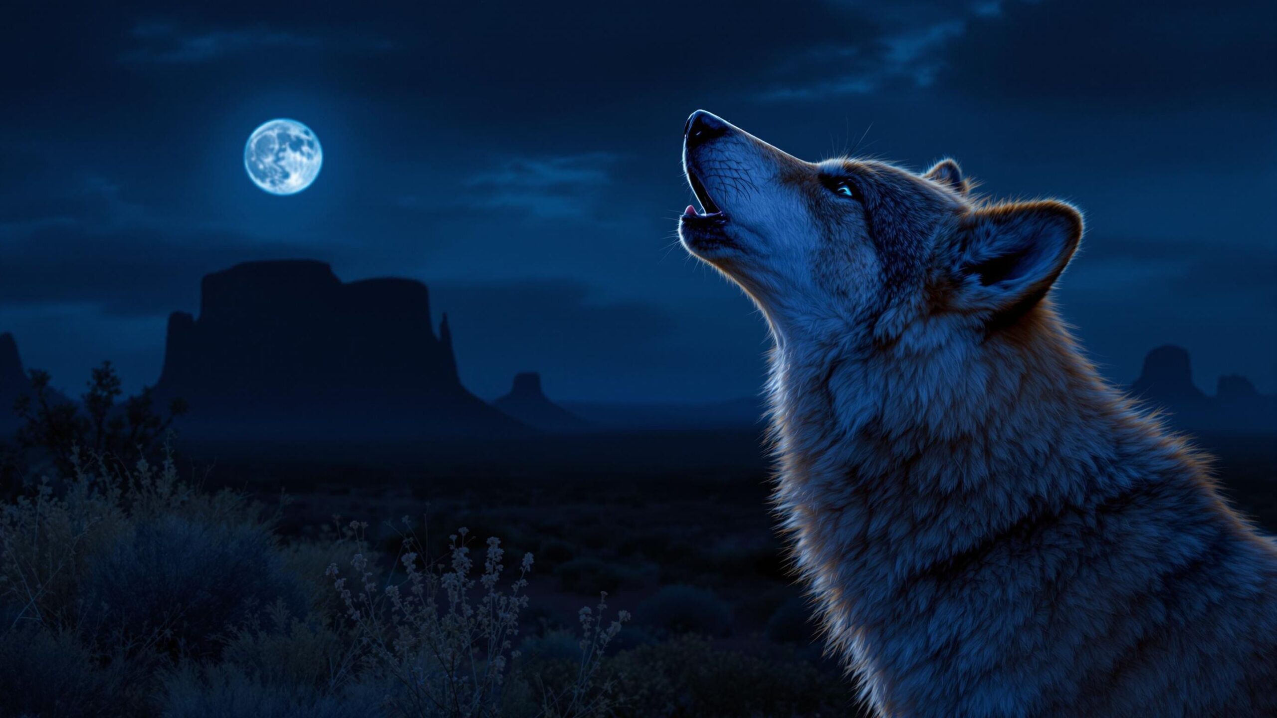Mexican wolf at night