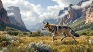 Mexican wolf in valley