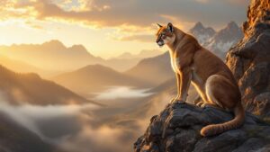 North American Cougar on cliff