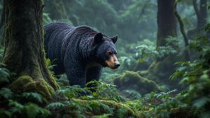 Olympic Black bear by tree