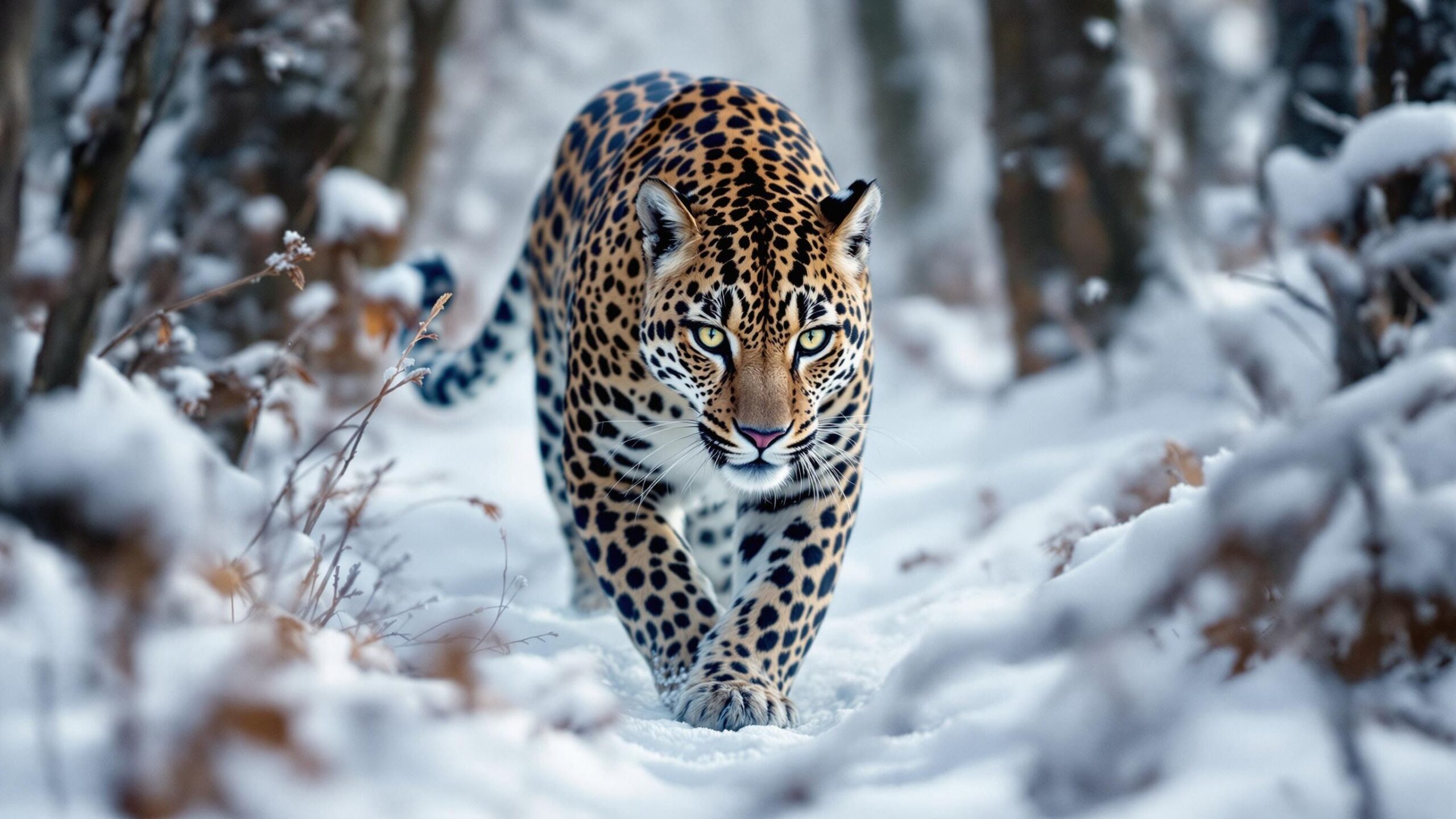 Persian Leopard in snow