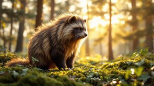 Raccoon dog in the forest