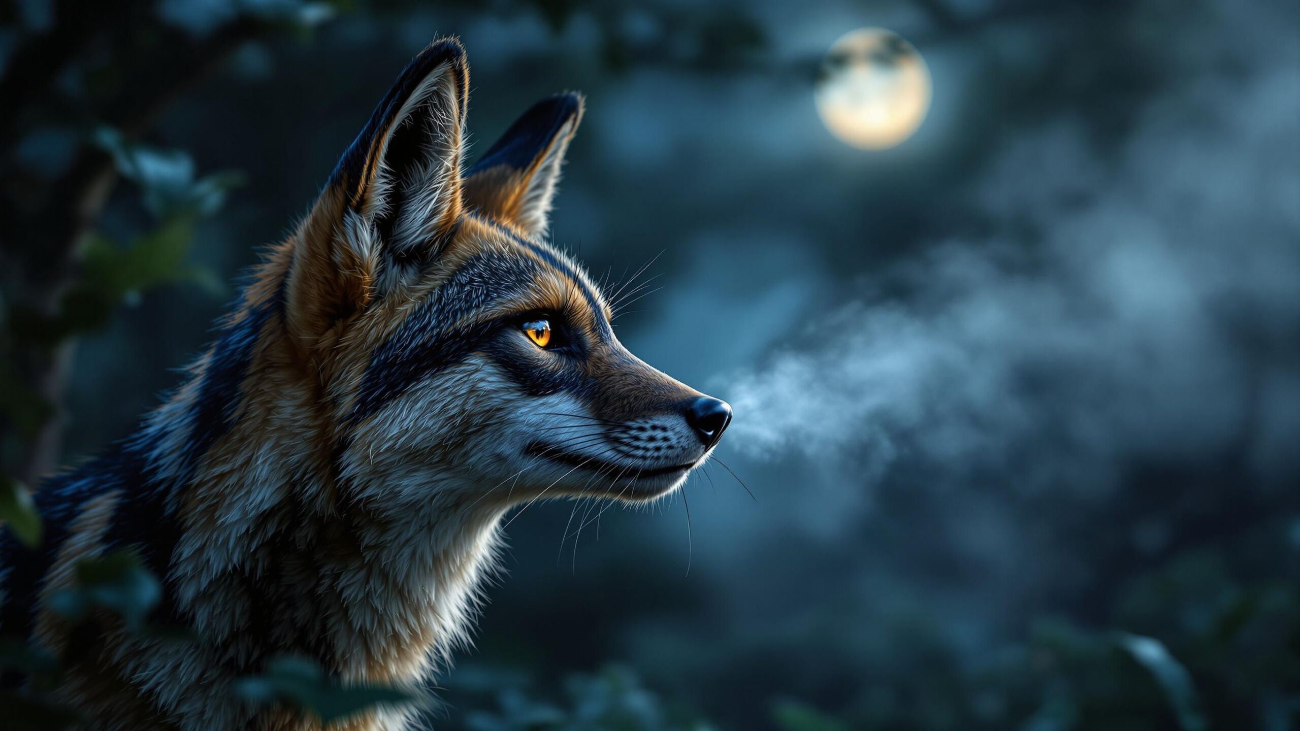 Side striped jackal closeup