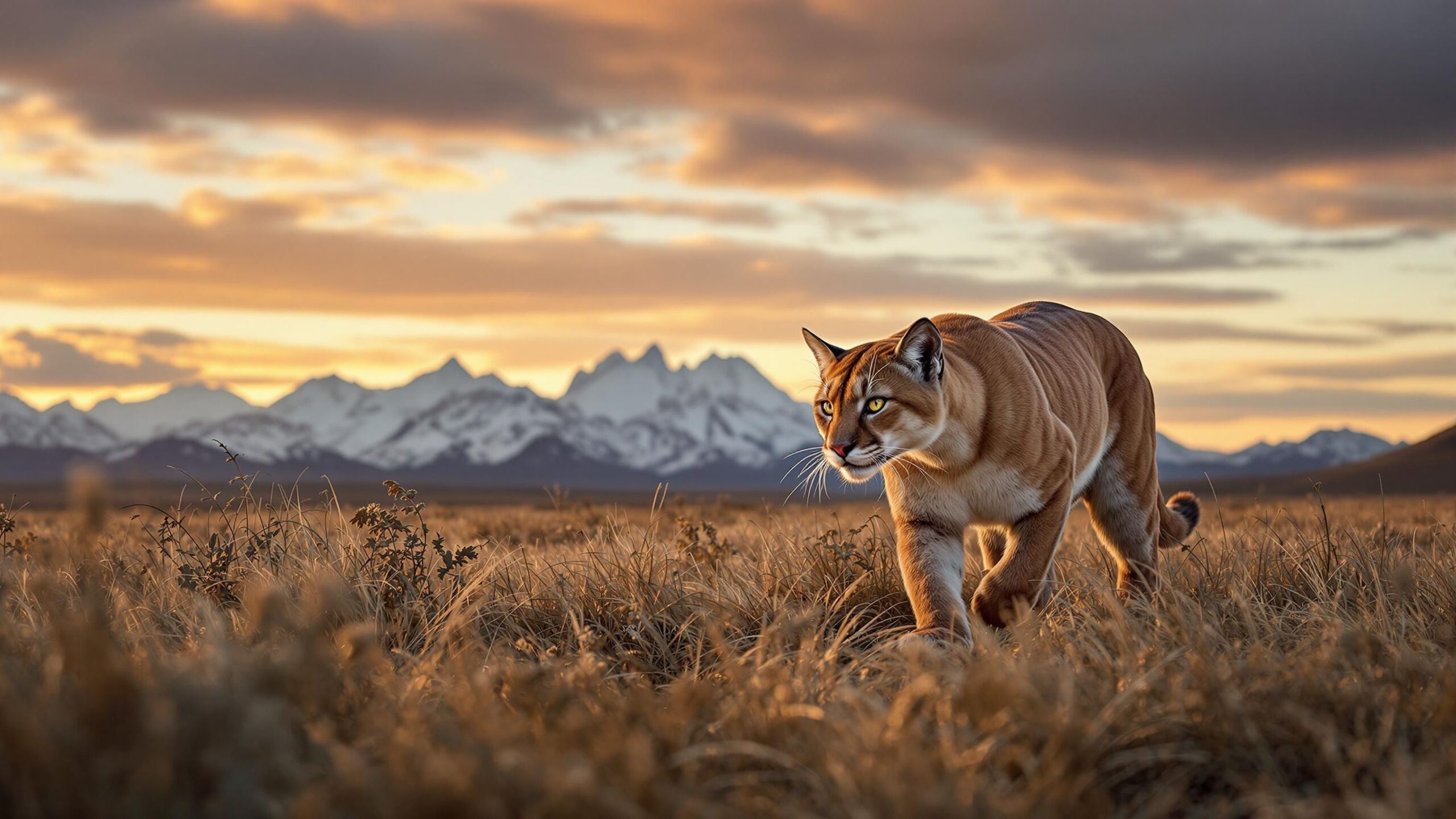 South american puma in grass