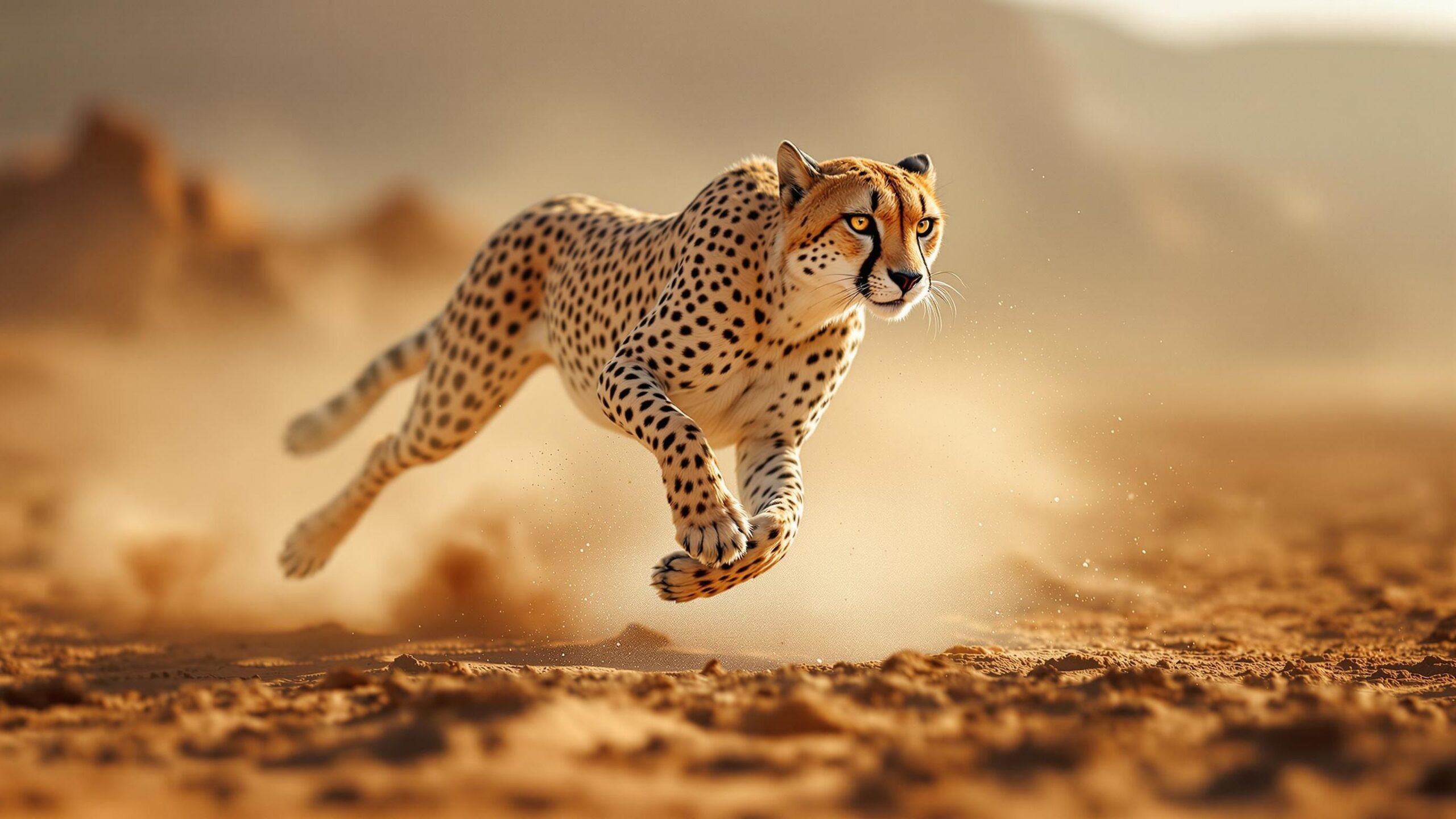 Sprinting Asiatic cheetah