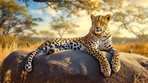 Sri Lankan leopard on rock