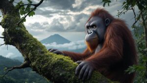 Tapanuli orangutan in a tree
