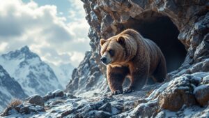 Tibetan blue bear in cave