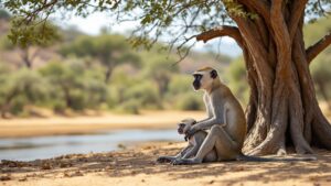 Vervet Monkey with baby