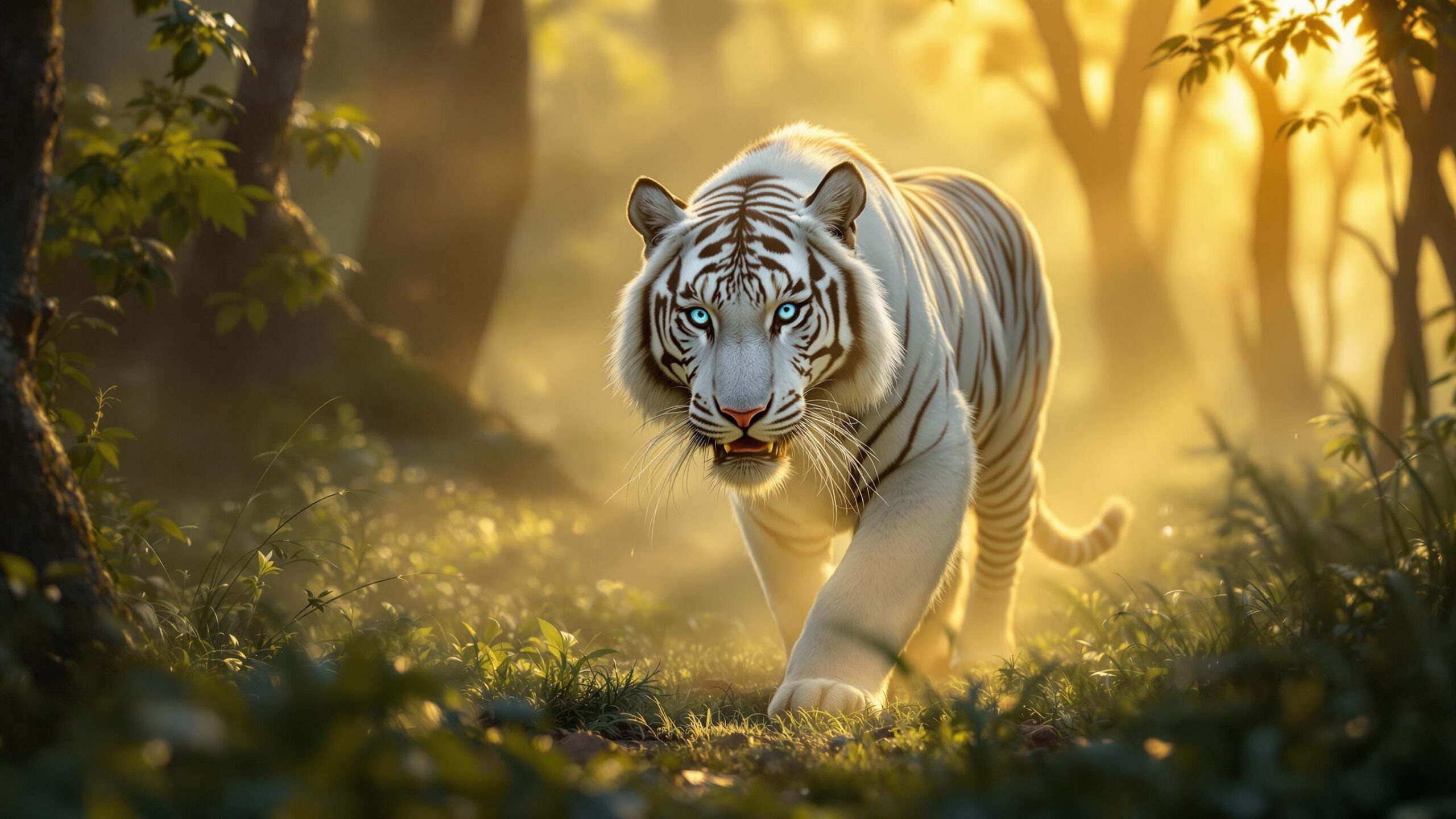 Walking White Tiger